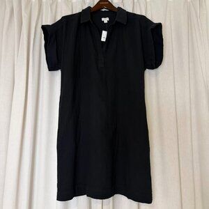 J.Crew Black Cotton Collared Shift Dress – Size Medium (NWT)